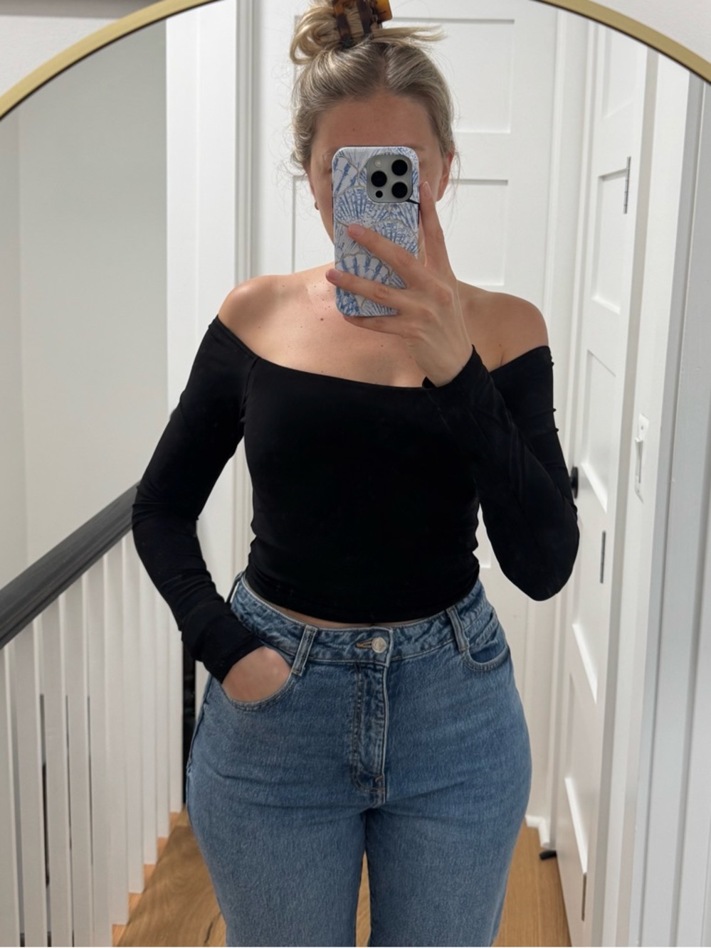 Off-Shoulder Top with Long Sleeves